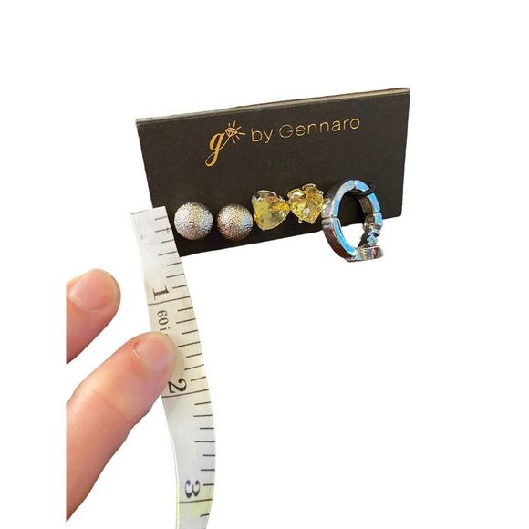 g by Gennaro Stud Heart Rhinestone Earrings Love Ring Set - Picture 5 of 6